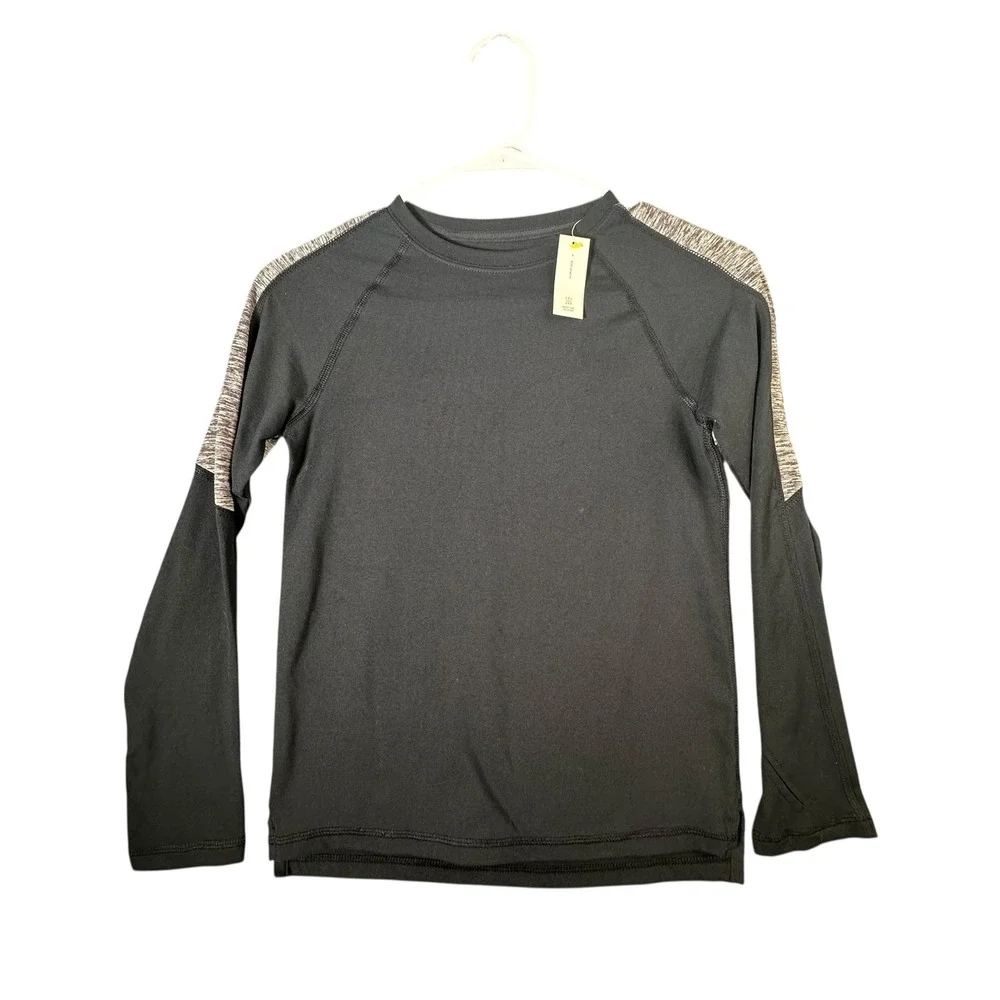 All in Motion Kids Long Sleeve Athletic Shirt Black Heather Size S‎ 6 7